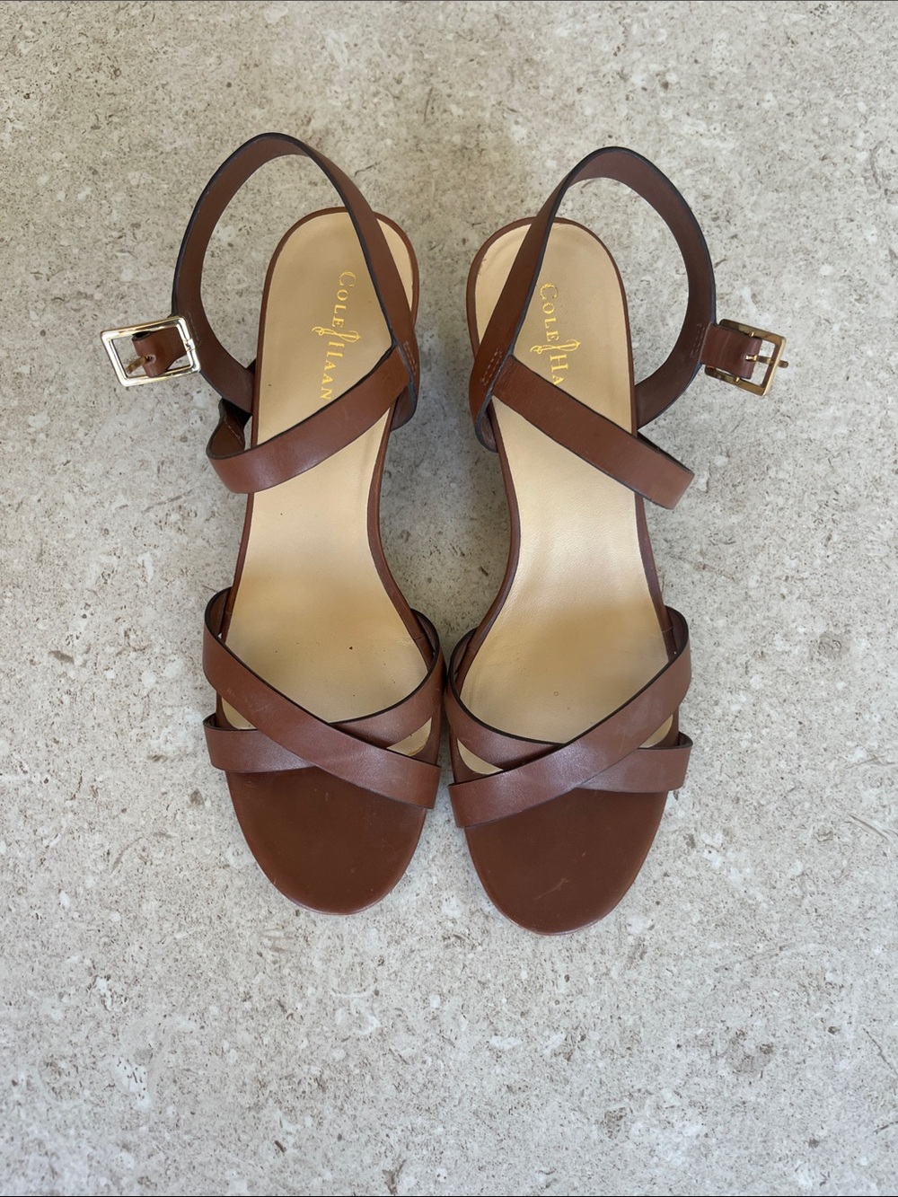 Cole Haan Brown Leather Strappy Slingback Sandals